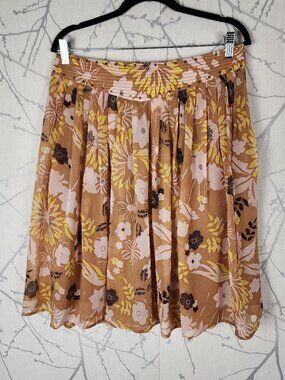 Etcetera Floral Print Silk Chiffon Overlay Pleated Flowy Skirt